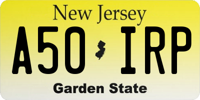 NJ license plate A50IRP