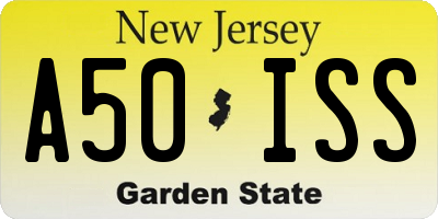 NJ license plate A50ISS