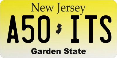 NJ license plate A50ITS