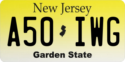 NJ license plate A50IWG