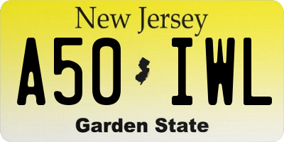 NJ license plate A50IWL