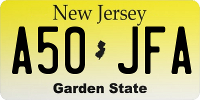 NJ license plate A50JFA