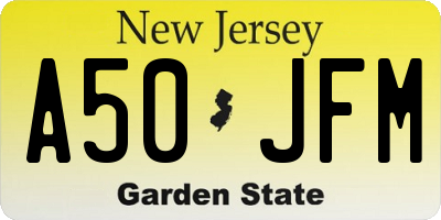 NJ license plate A50JFM
