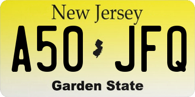 NJ license plate A50JFQ