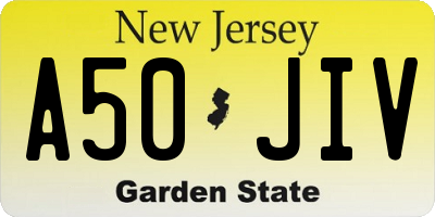 NJ license plate A50JIV