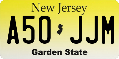 NJ license plate A50JJM