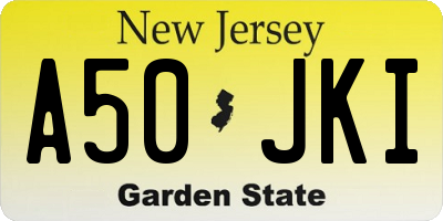 NJ license plate A50JKI