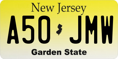 NJ license plate A50JMW