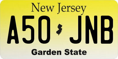 NJ license plate A50JNB