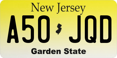 NJ license plate A50JQD