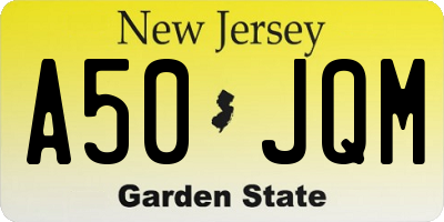 NJ license plate A50JQM