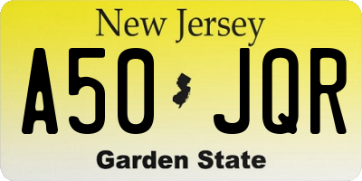 NJ license plate A50JQR