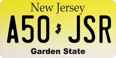 NJ license plate A50JSR
