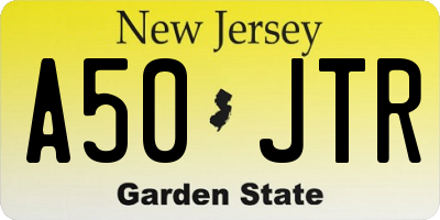 NJ license plate A50JTR