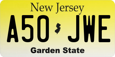 NJ license plate A50JWE
