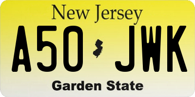 NJ license plate A50JWK