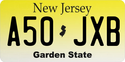 NJ license plate A50JXB