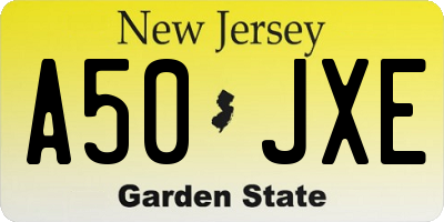 NJ license plate A50JXE