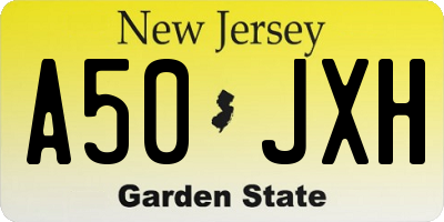 NJ license plate A50JXH