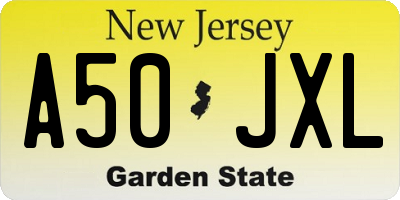 NJ license plate A50JXL