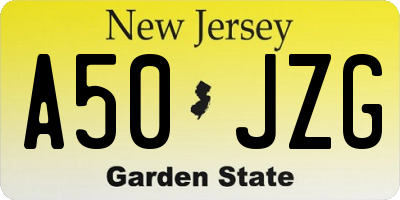 NJ license plate A50JZG
