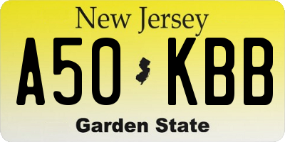 NJ license plate A50KBB