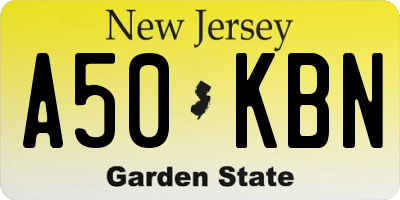 NJ license plate A50KBN
