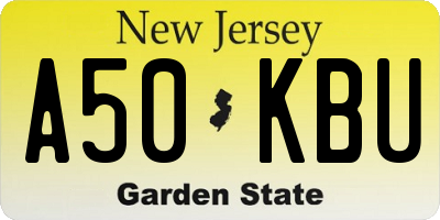 NJ license plate A50KBU