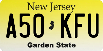 NJ license plate A50KFU
