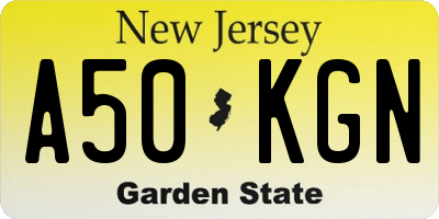 NJ license plate A50KGN