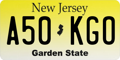 NJ license plate A50KGO