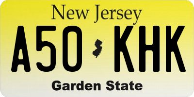 NJ license plate A50KHK