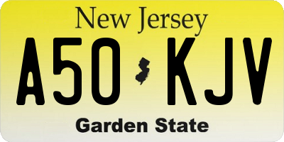 NJ license plate A50KJV