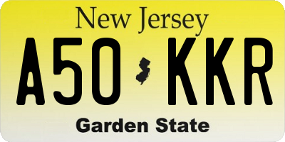 NJ license plate A50KKR