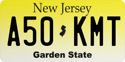 NJ license plate A50KMT