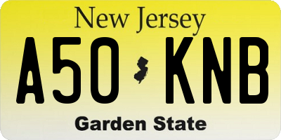 NJ license plate A50KNB
