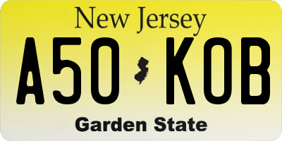 NJ license plate A50KOB