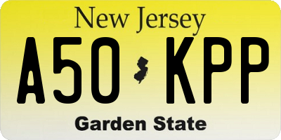 NJ license plate A50KPP