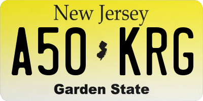 NJ license plate A50KRG