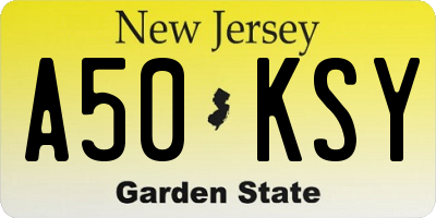NJ license plate A50KSY