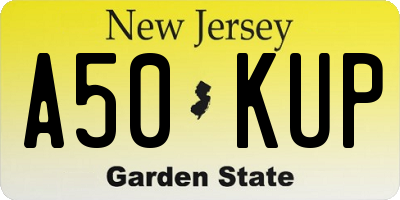 NJ license plate A50KUP