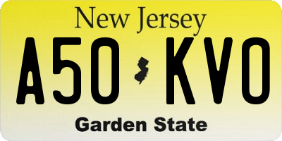 NJ license plate A50KVO
