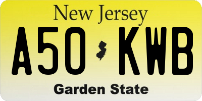 NJ license plate A50KWB