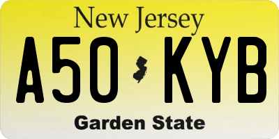 NJ license plate A50KYB