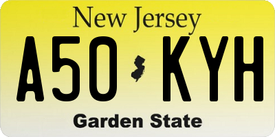 NJ license plate A50KYH