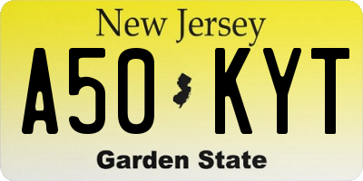 NJ license plate A50KYT