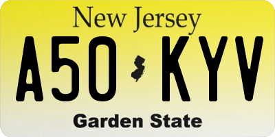 NJ license plate A50KYV