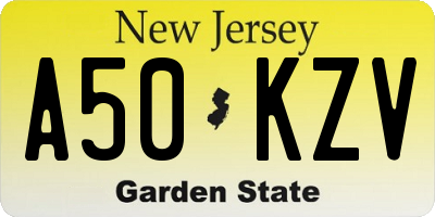 NJ license plate A50KZV