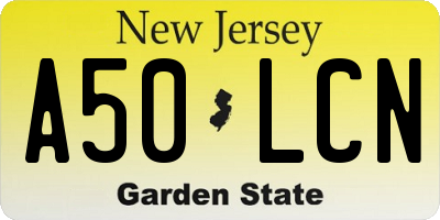NJ license plate A50LCN