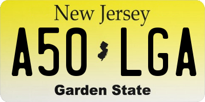 NJ license plate A50LGA